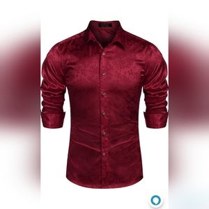 COOFANDY Mens Floral Rose Printed Long Sleeve Dress Shirt